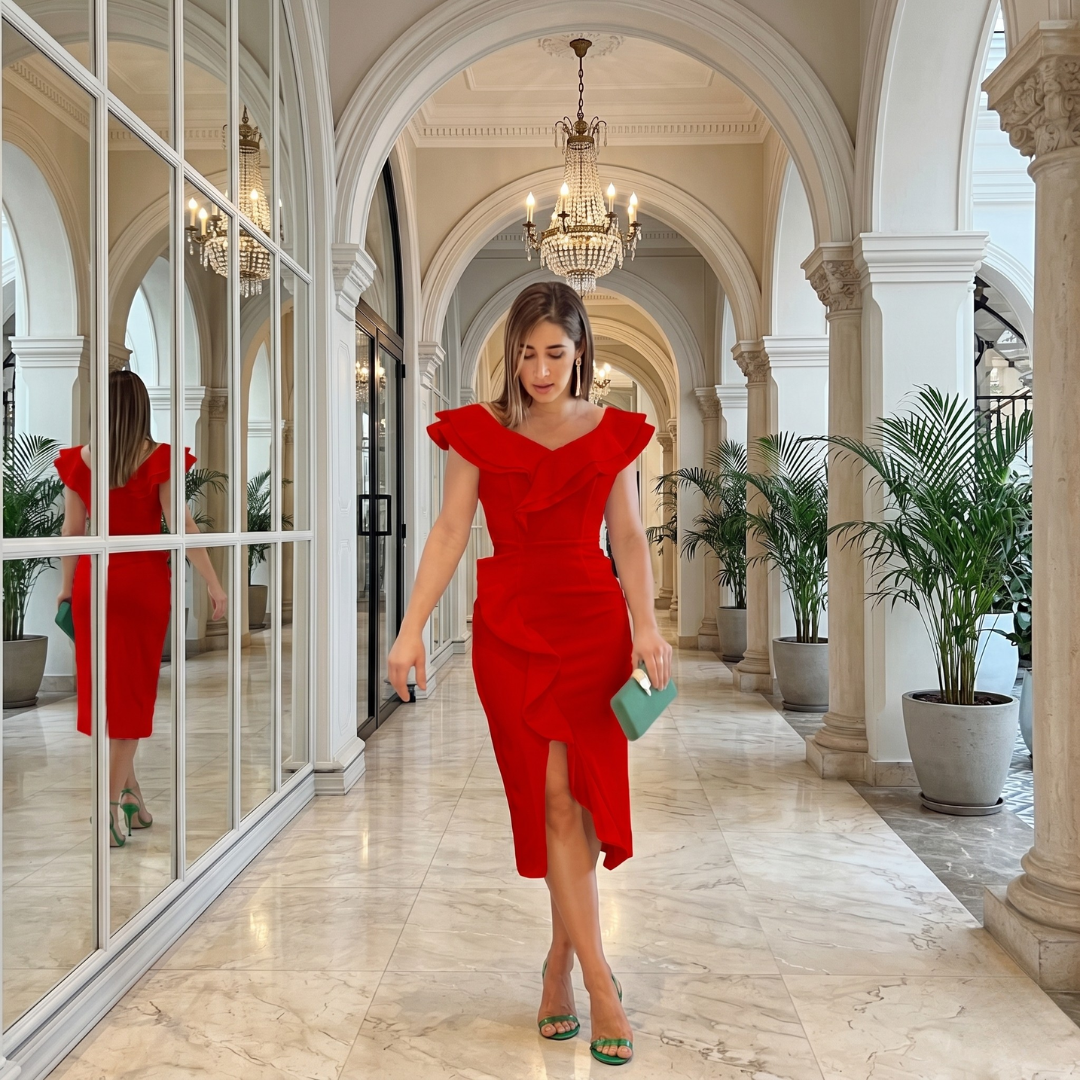 Solid Color Short Sleeve Dress for Women