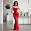 Regalia Dress - Solid Color Backless Lace-Up Slim Fit