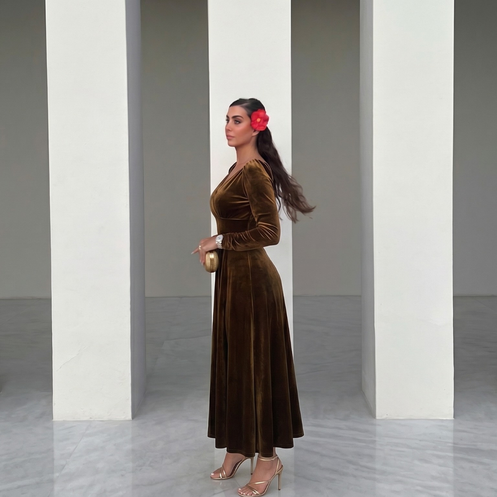 Explosive V-neck Velvet Dress for Women