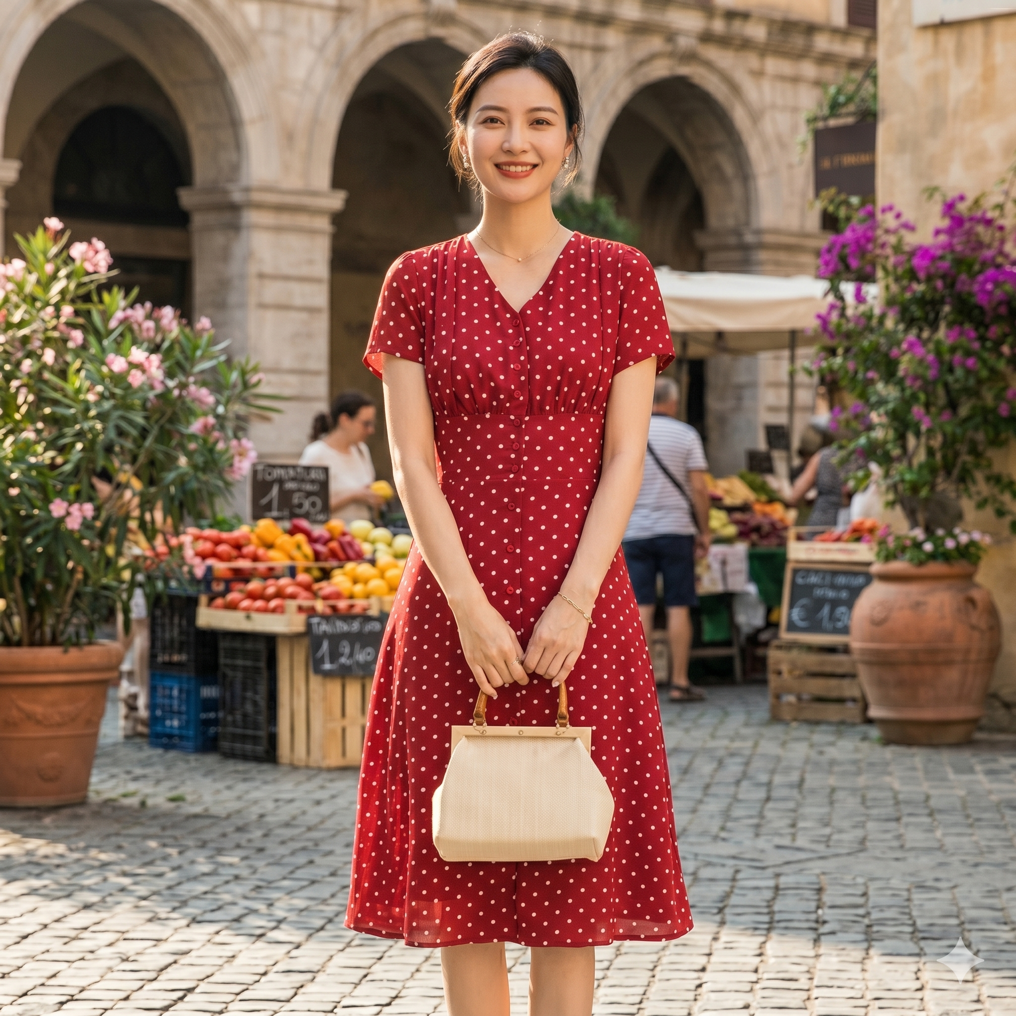 Vintage French Chiffon Summer Dress for Women