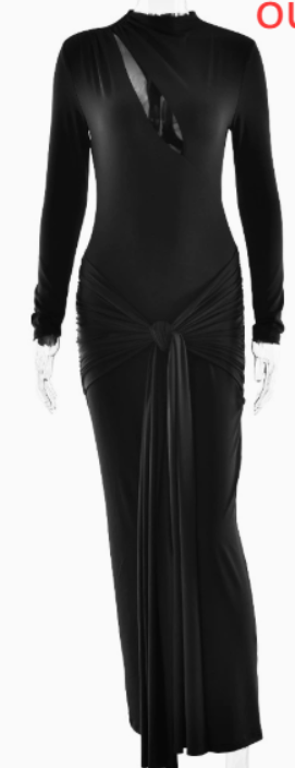 Split Hollow Long Sleeve Dress