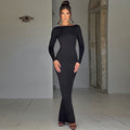 Backless Pleated Slim Solid Color Fashion Dress