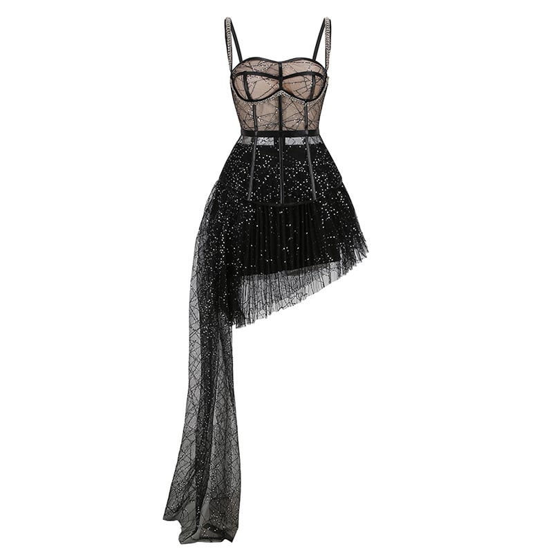 Women's Halter Sequin Gauze Two-Piece Dress Set