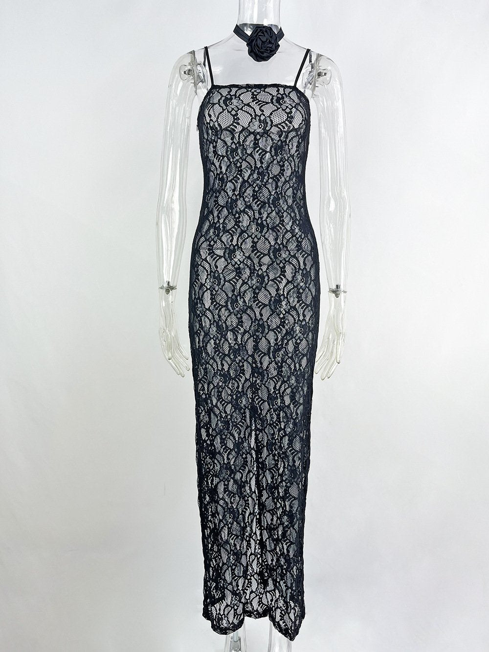 Sling Lace Sheer Slim-fit Sheath Dress