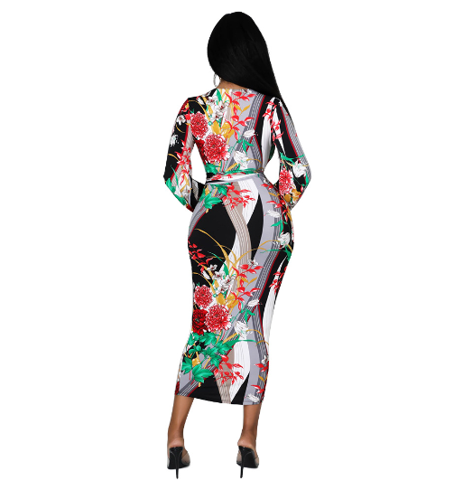 Long Sleeve Printed Dress for Women