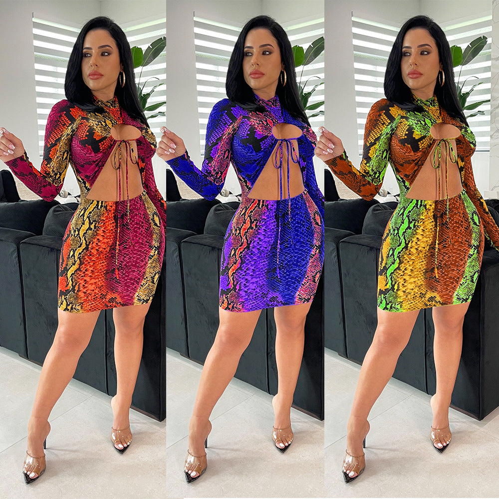 Hollow-Out Long Sleeve Dress for Women