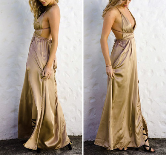 LIVA2018 Summer Deep V-Neck Backless Maxi Dress