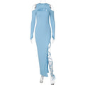 Women's Hollow-out Long Sleeve Split Dress Leggings