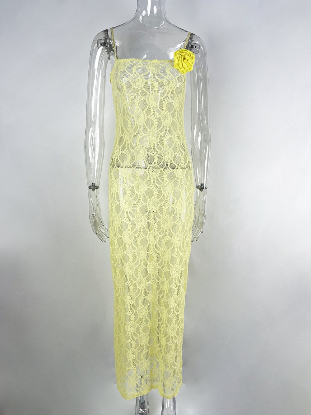 Sling Lace Sheer Slim-fit Sheath Dress